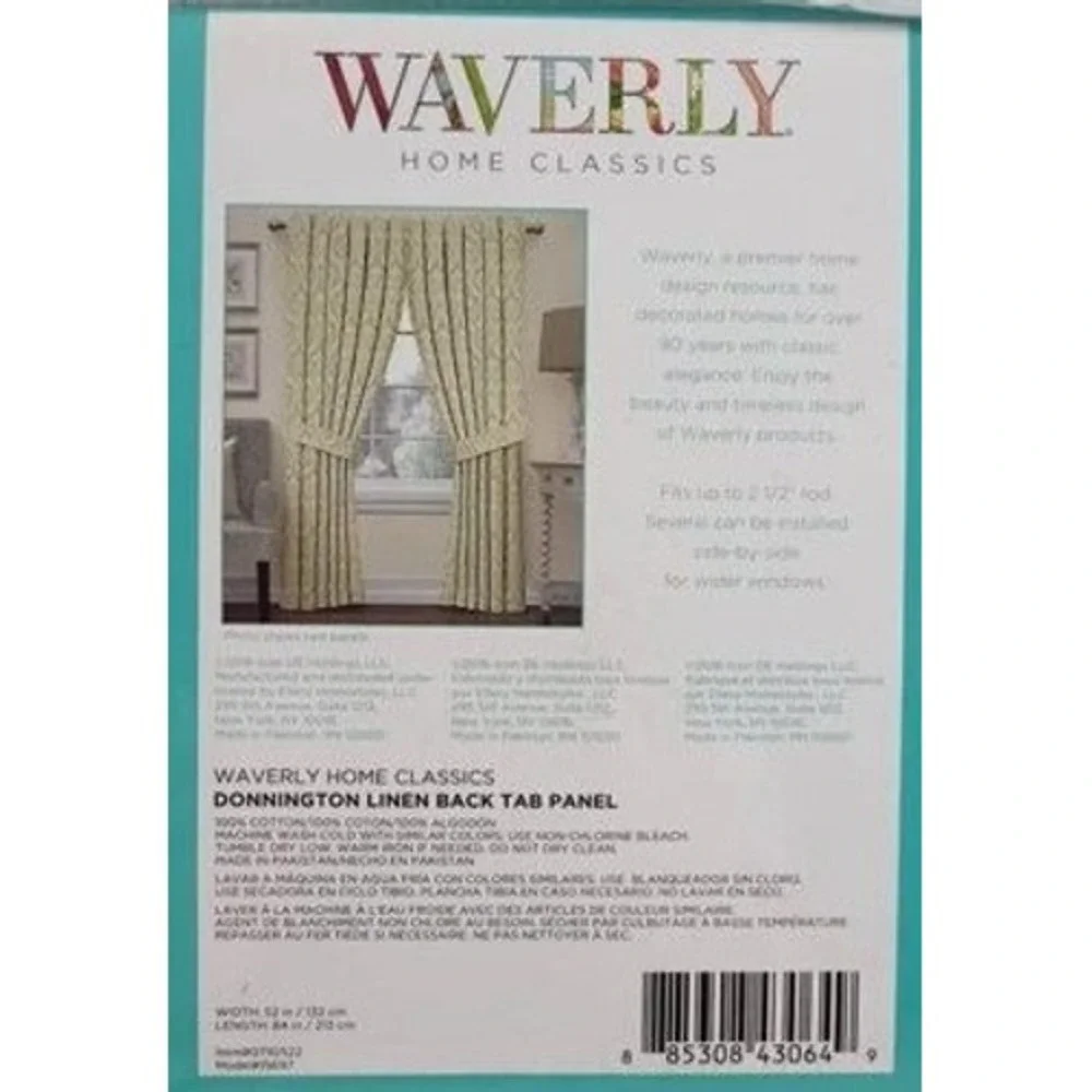 Waverly‎ Donnington Curtain Panel 52x84 Linen New Damask Cotton Back Tab